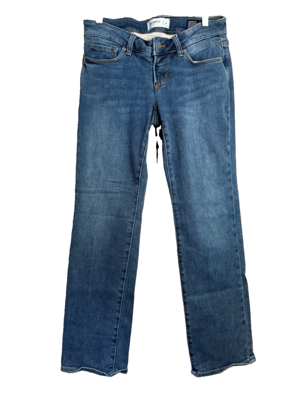 Blanqi Denim Maternity Straight Leg Jeans Blue Medium/Dark Over Belly Size 6